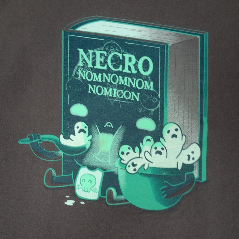 TEEFURY EVIL DEAD NECRONOMICON CEREAL BOX NOM NOM - GRAY MEDIUM T-SHIRT K832
